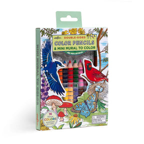 eeBoo - Biggie Pencils with Fold-Out Mini Mural - Bird & Butterfly