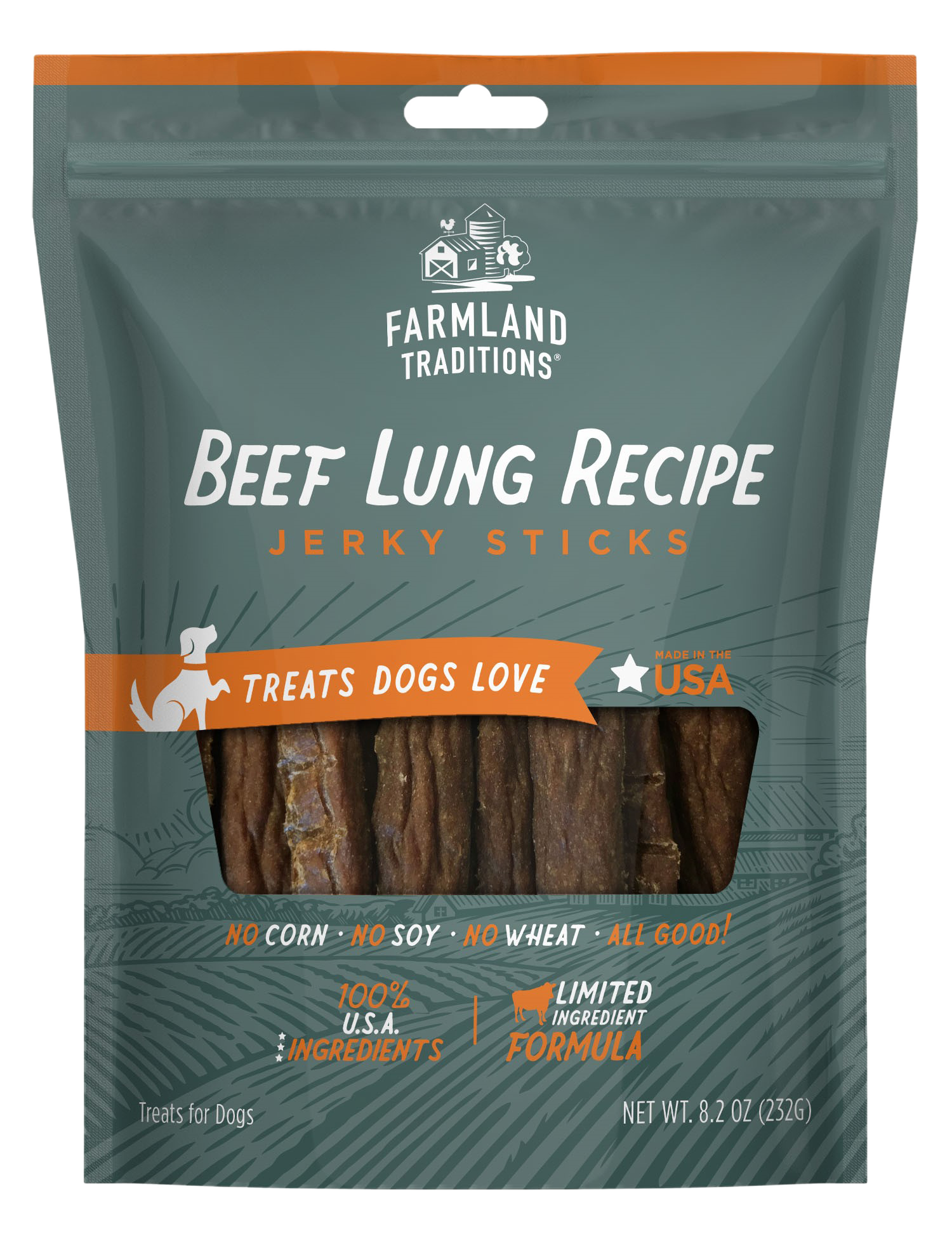 Farmland Traditions - Beef Lung Recipe Jerky Sticks Treats For Dogs