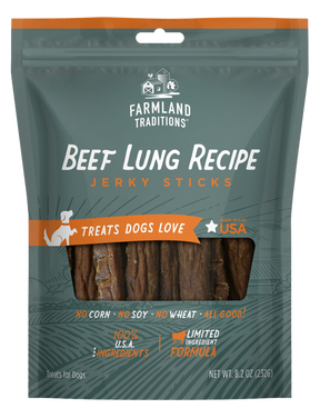 Farmland Traditions - Beef Lung Recipe Jerky Sticks Treats For Dogs