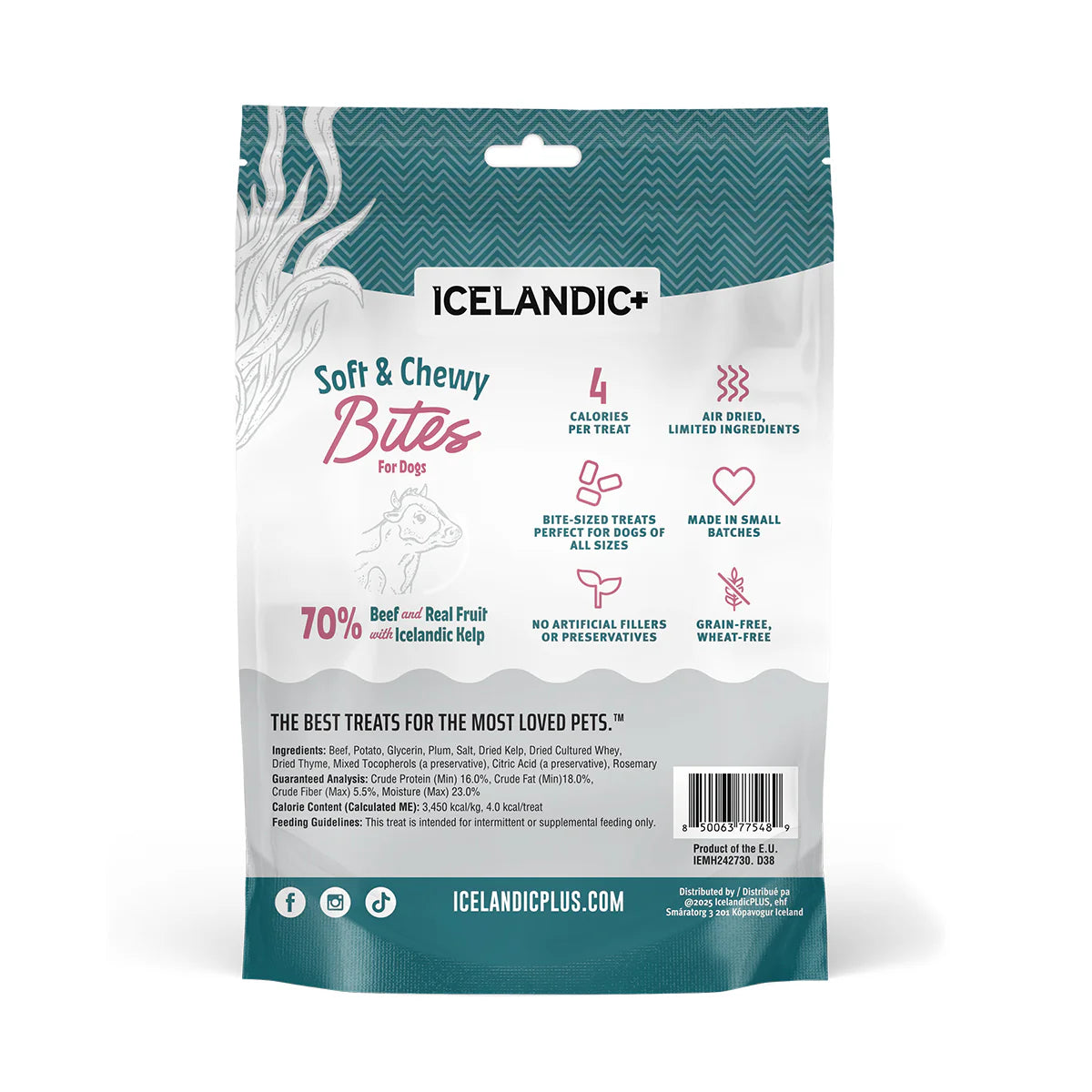 Icelandic+ Soft & Chewy Bites Beef, Plum & Kelp Recipe Treats For Dogs