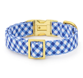 The Foggy Dog - Dog Collar Gingham Summer Blue