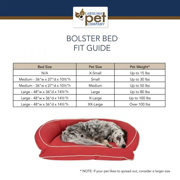 Carolina Pet Company - Classic Canvas Bolster Dog Bed with Ortho Foam