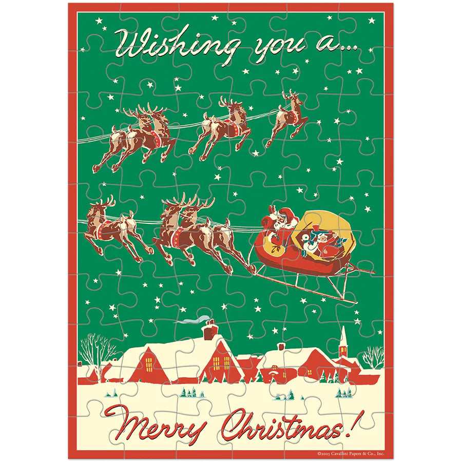 Cavallini Papers & Co - Card With 60 Piece Puzzle Christmas