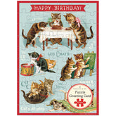 Cavallini Papers & Co - Card With 60 Piece Puzzle Cat Party