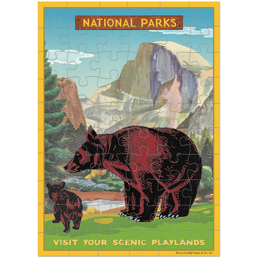 Cavallini Papers & Co - Card With 60 Piece Puzzle National Park Bears
