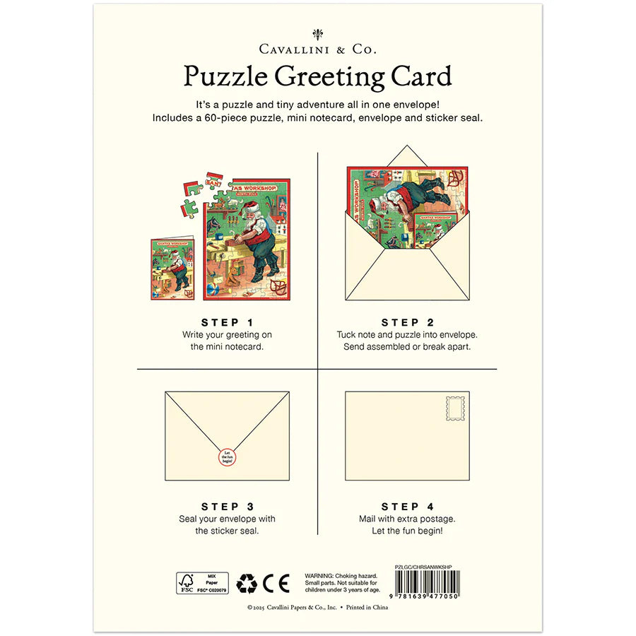 Cavallini Papers & Co - Card With 60 Piece Puzzle Christmas