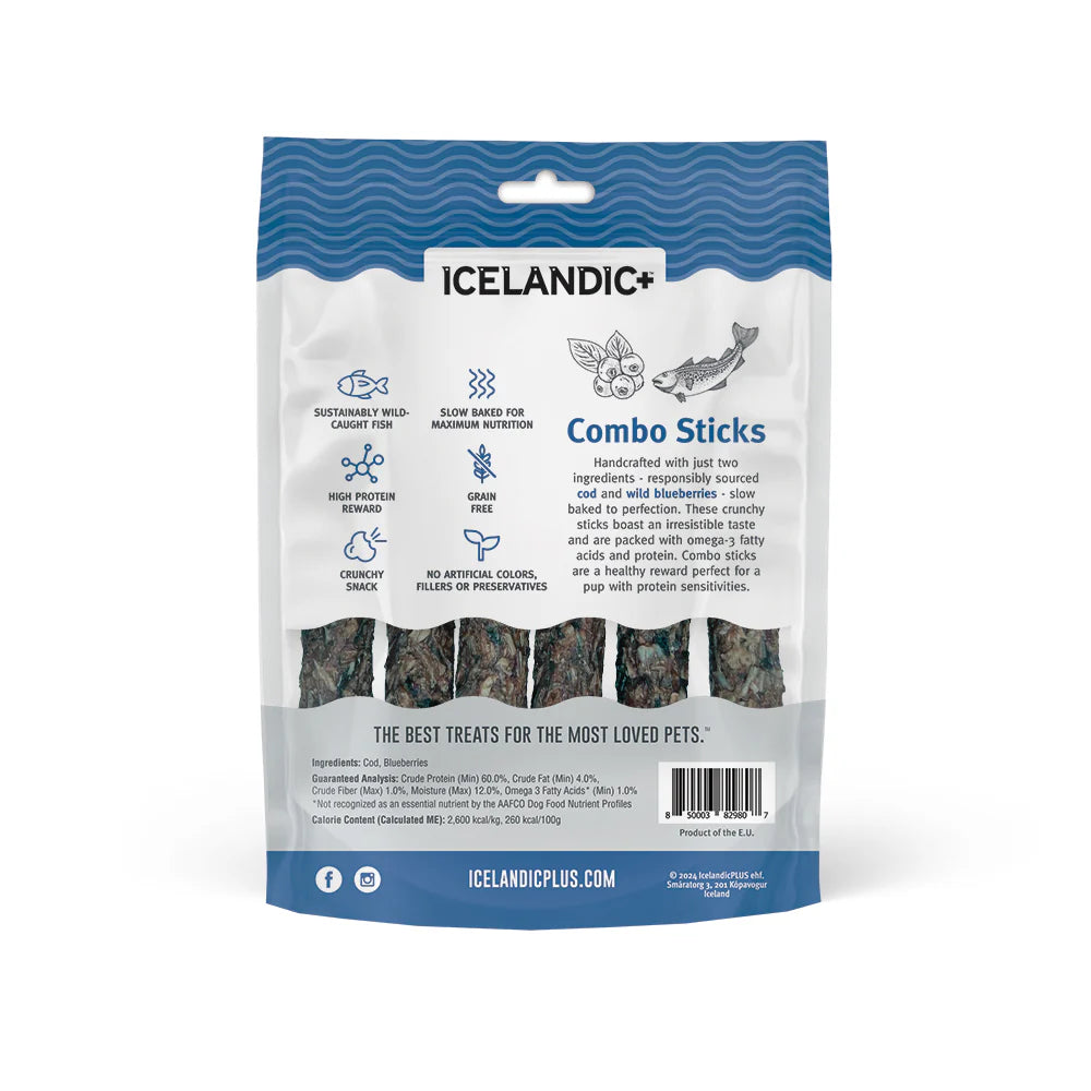 Icelandic+ Combo Sticks Cod & Blueberry Pure Fish Treats For Dogs