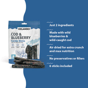 Icelandic+ Combo Sticks Cod & Blueberry Pure Fish Treats For Dogs