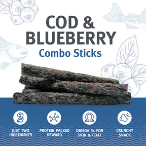 Icelandic+ Combo Sticks Cod & Blueberry Pure Fish Treats For Dogs