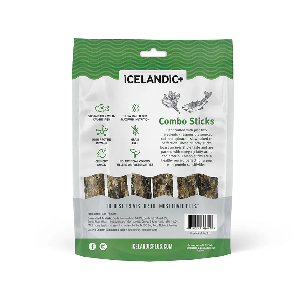 Icelandic+ Combo Sticks Cod & Spinach Pure Fish Treats For Dogs
