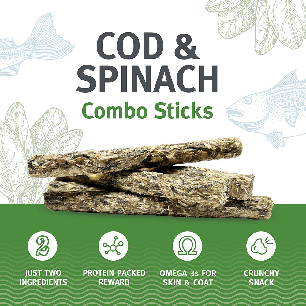 Icelandic+ Combo Sticks Cod & Spinach Pure Fish Treats For Dogs