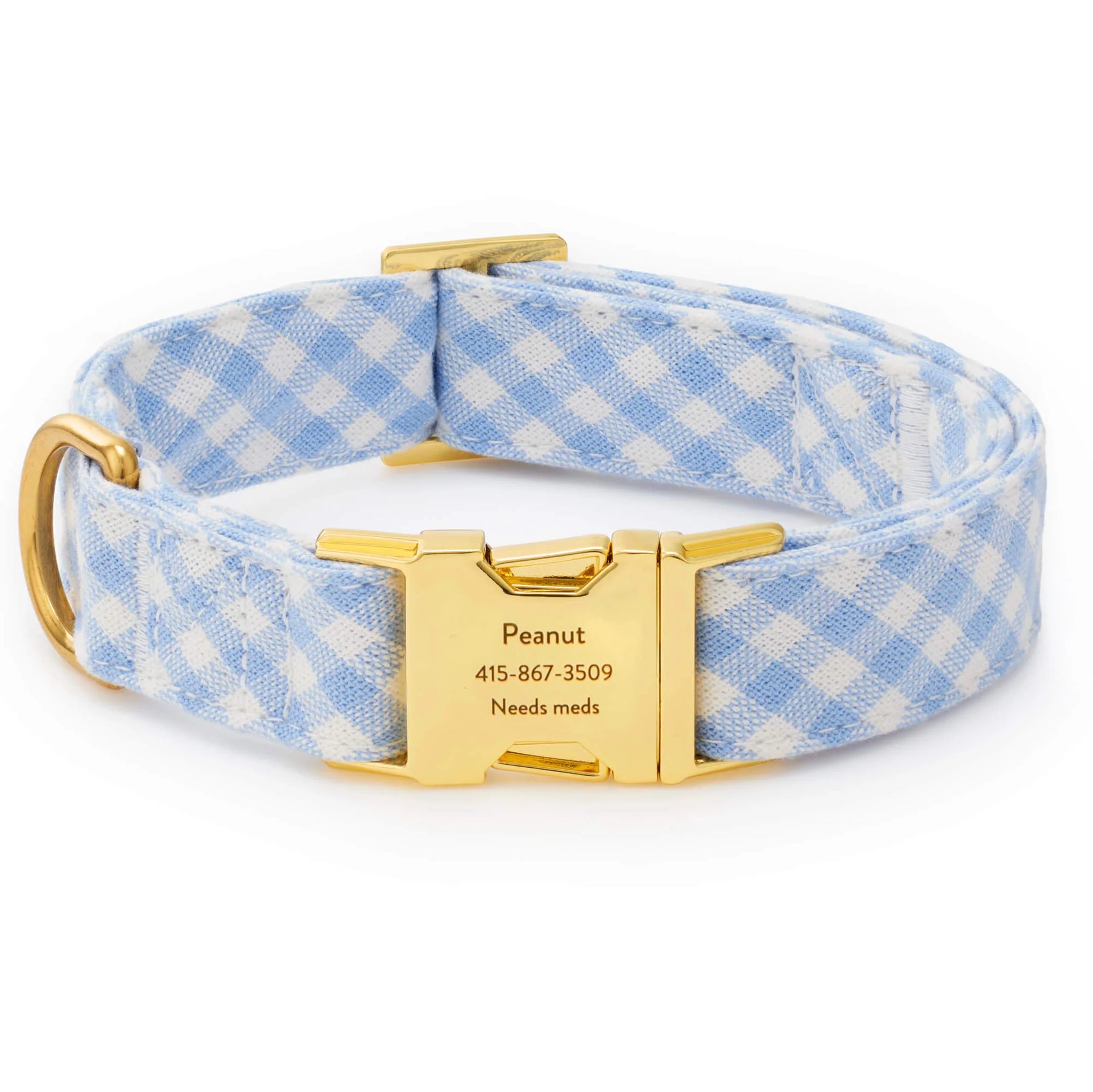 The Foggy Dog - Dog Collar Sky Blue Gingham