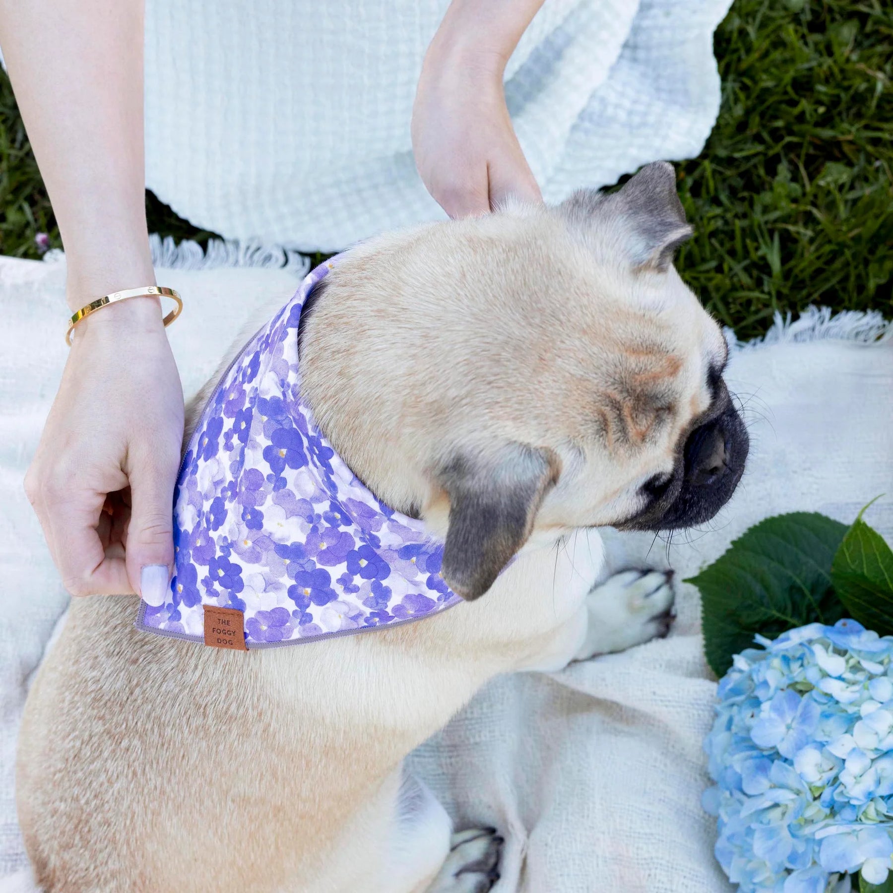 The Foggy Dog - Bandana Dog Pressed Pansies