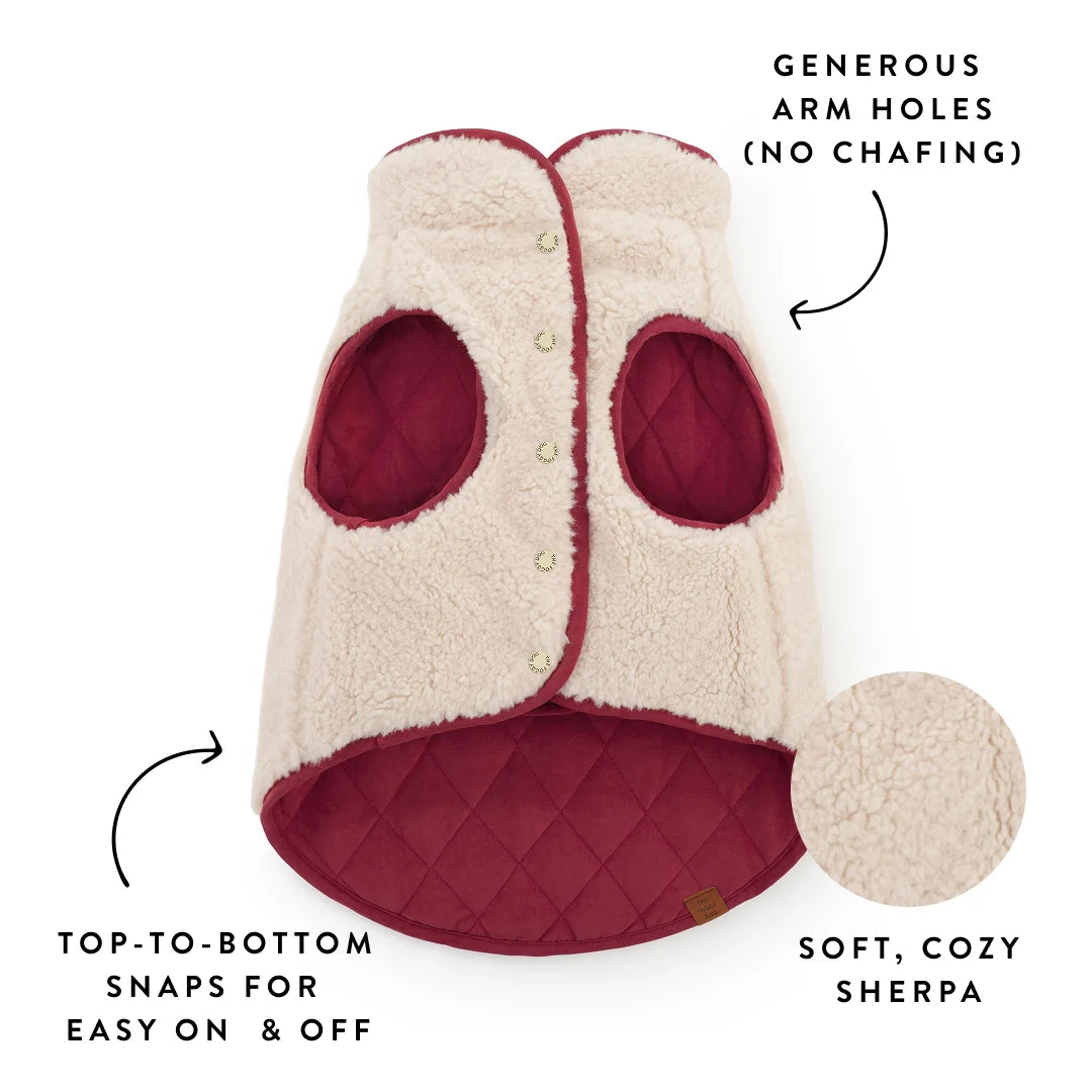 The Foggy Dog - Dog Jacket Currant Sherpa Lined Reversible