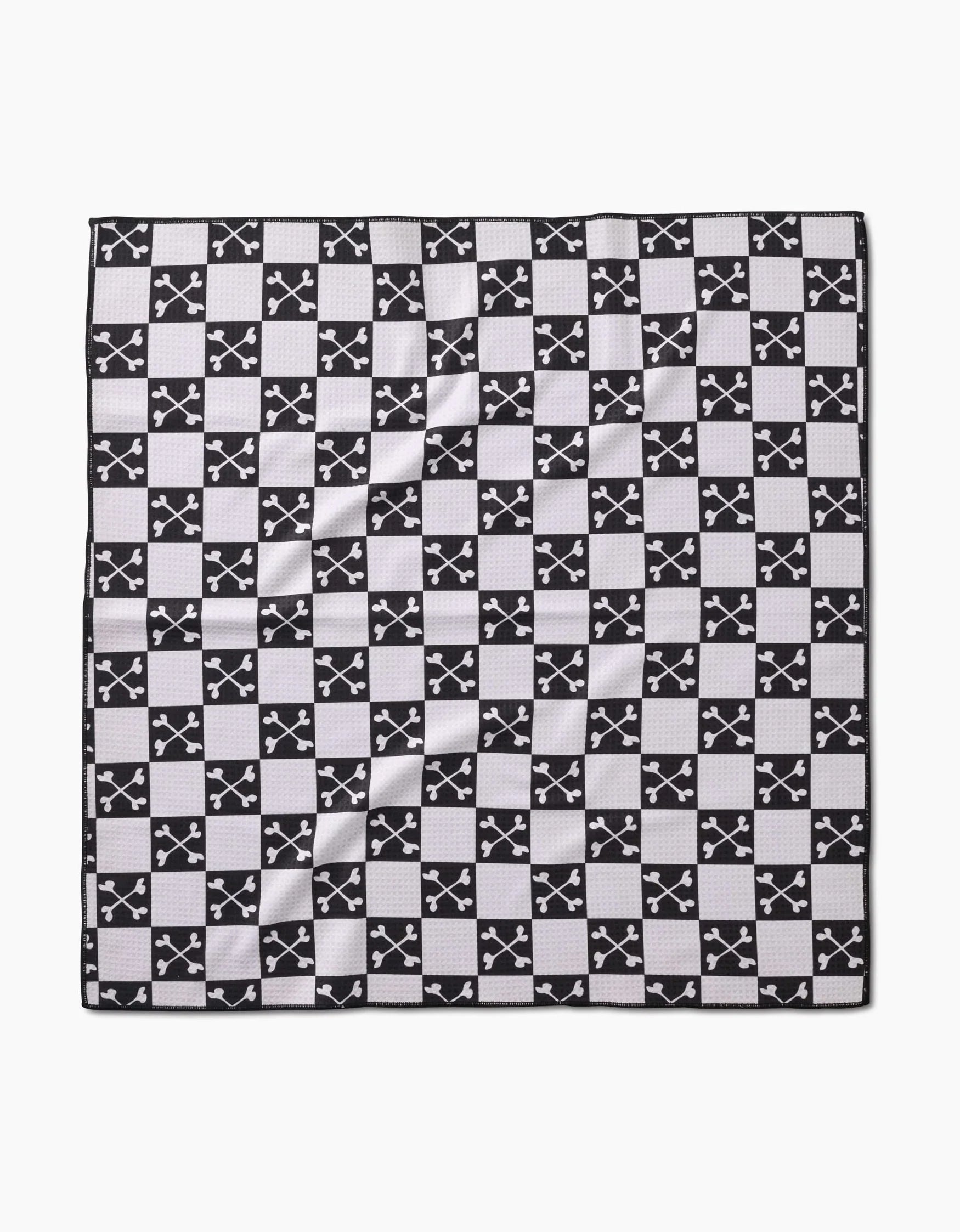 Geometry - Dog Towel Boneyard Black Checkerboard