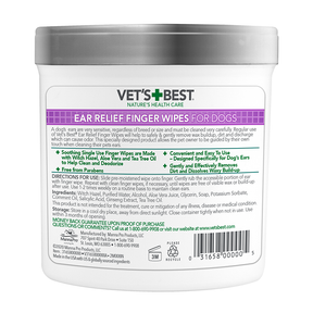 Veterinarian's Best - Ear Relief Finger Wipes for Dogs