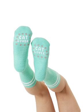 Living Royal - Socks Fuzzy Crew w/ Bottom Cat Lover