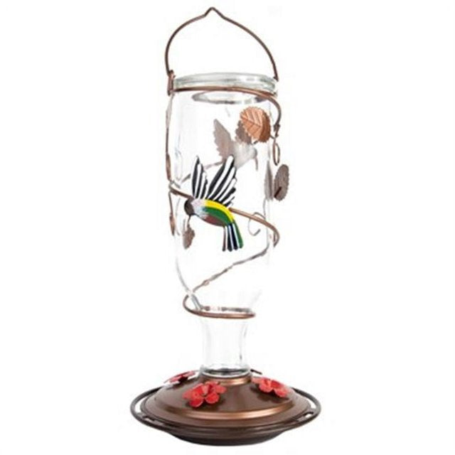 Friends of Flight - Hummingbird Feeder Glass w/ Metal Leaves