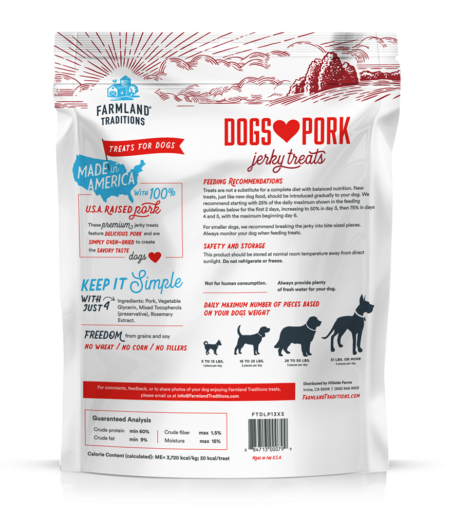Farmland Traditions - Jerky Treats Dogs Love Pork Treats for Dogs - Southern Agriculture 