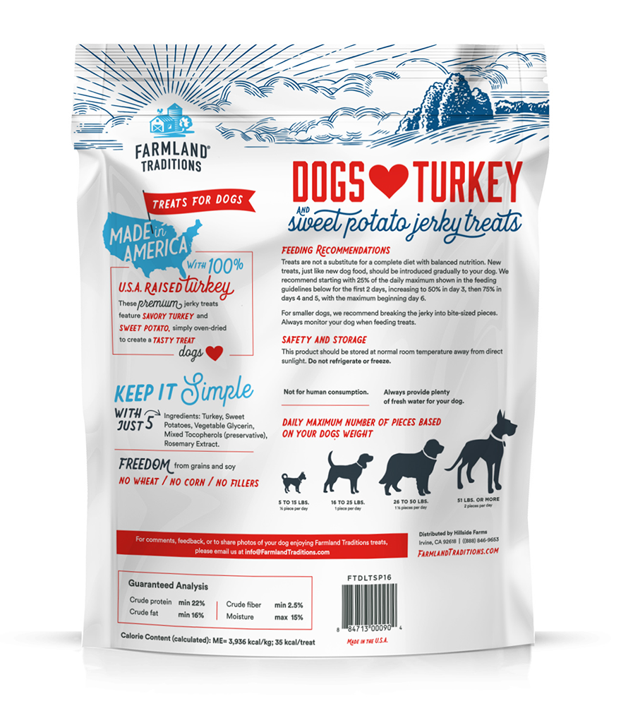 Farmland Traditions - Jerky Treats Dogs Love Turkey & Sweet Potato Treats for Dogs