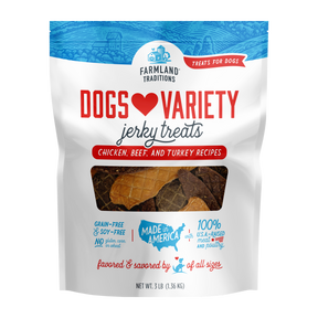 Farmland Traditions - Dogs Love Variety - Jerky Treats Chicken/Beef/Turkey