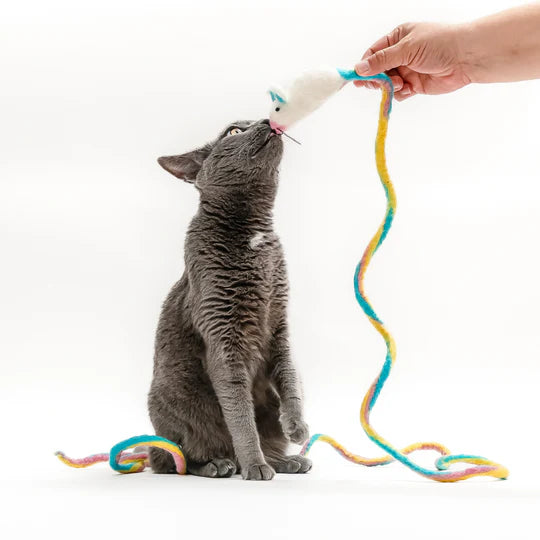 Cat in the Box - Wool Mouse Cat Toy 6 Foot Tail