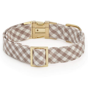 The Foggy Dog - Dog Collar Mushroom Brown Gingham