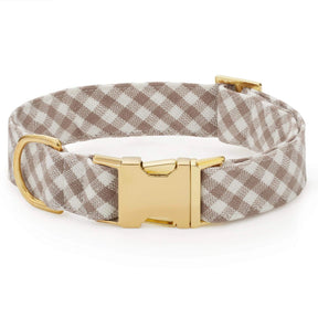 The Foggy Dog - Dog Collar Mushroom Brown Gingham
