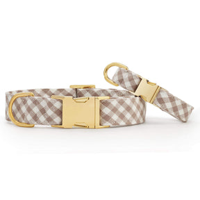 The Foggy Dog - Dog Collar Mushroom Brown Gingham