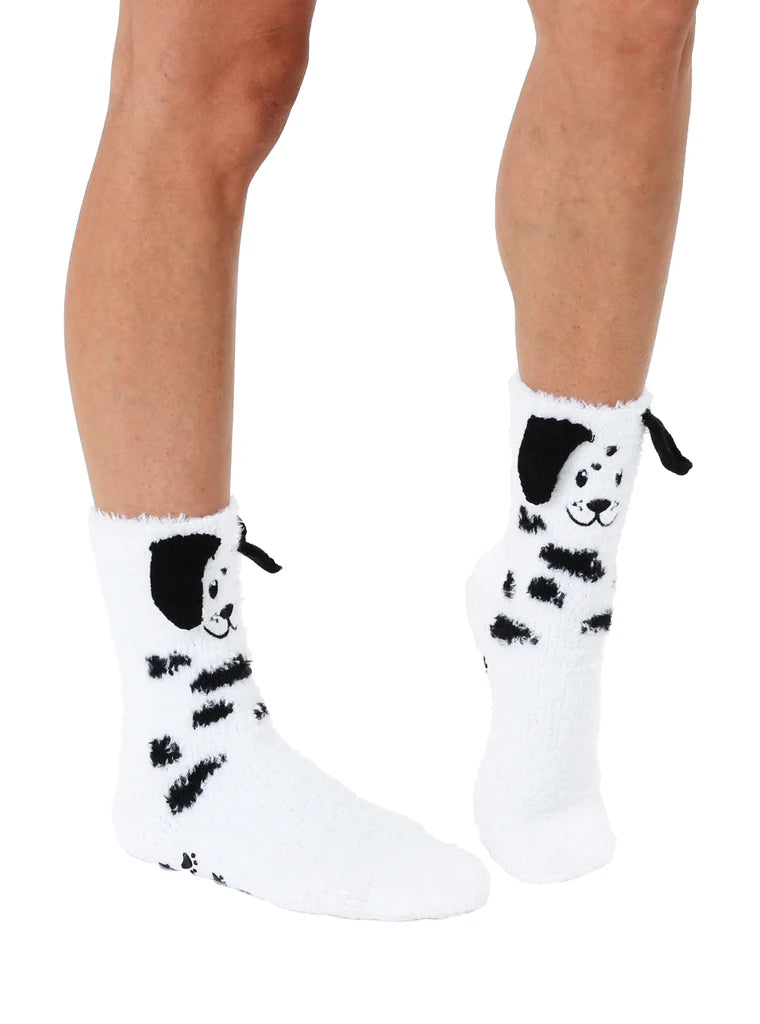 Living Royal - Socks Fuzzy Crew w/ 3D Ears Dalmatian