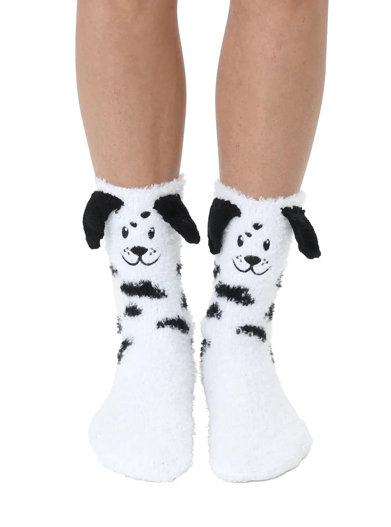Living Royal - Socks Fuzzy Crew w/ 3D Ears Dalmatian
