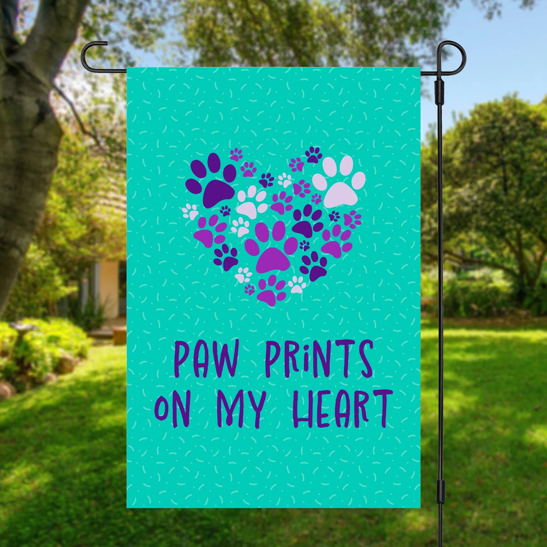 Dog Speak - Flag Paw Prints on My Heart