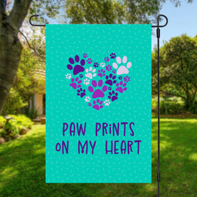 Dog Speak - Flag Paw Prints on My Heart