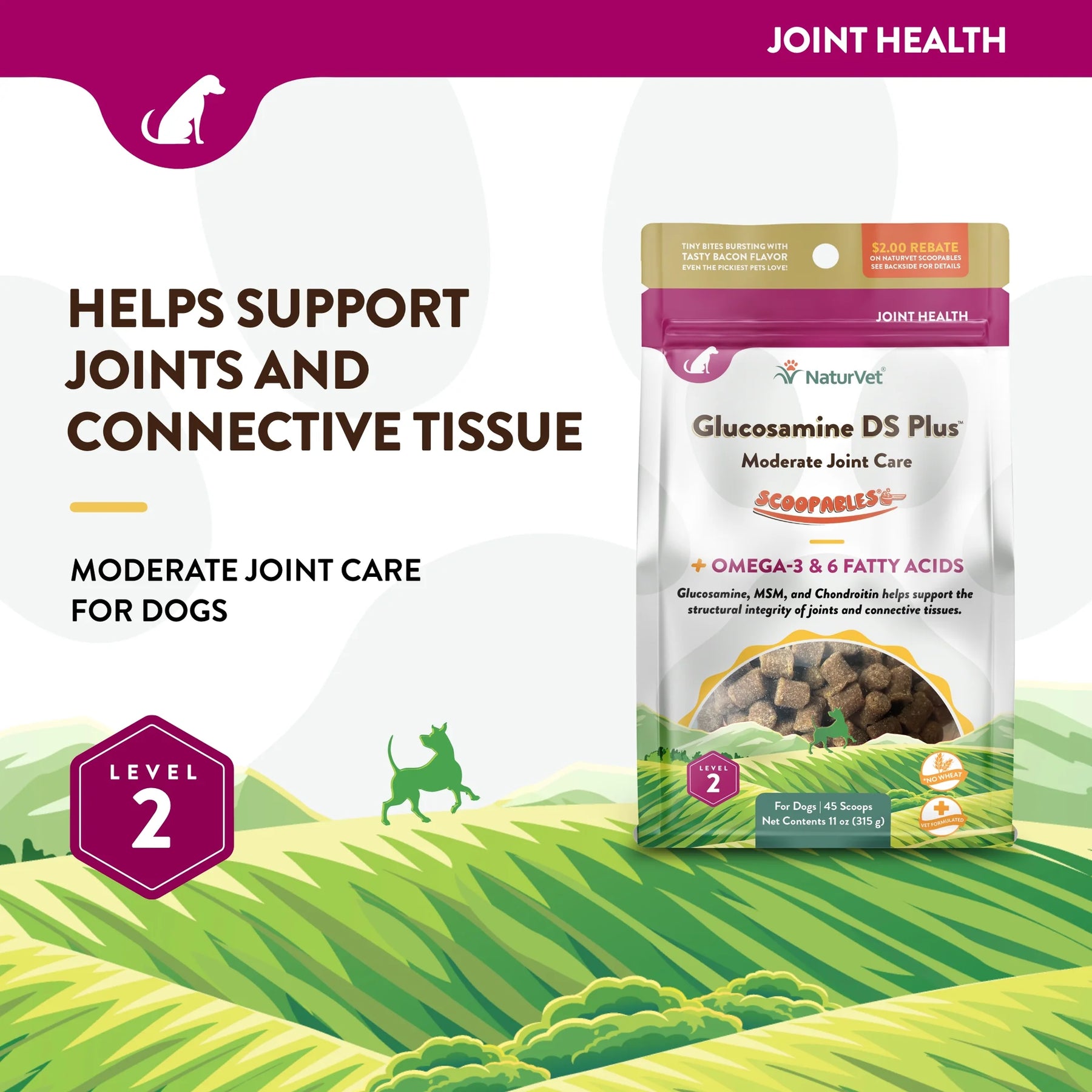 NaturVet - Scoopables Glucosamine DS Plus Moderate Joint Care+Omega - Southern Agriculture 