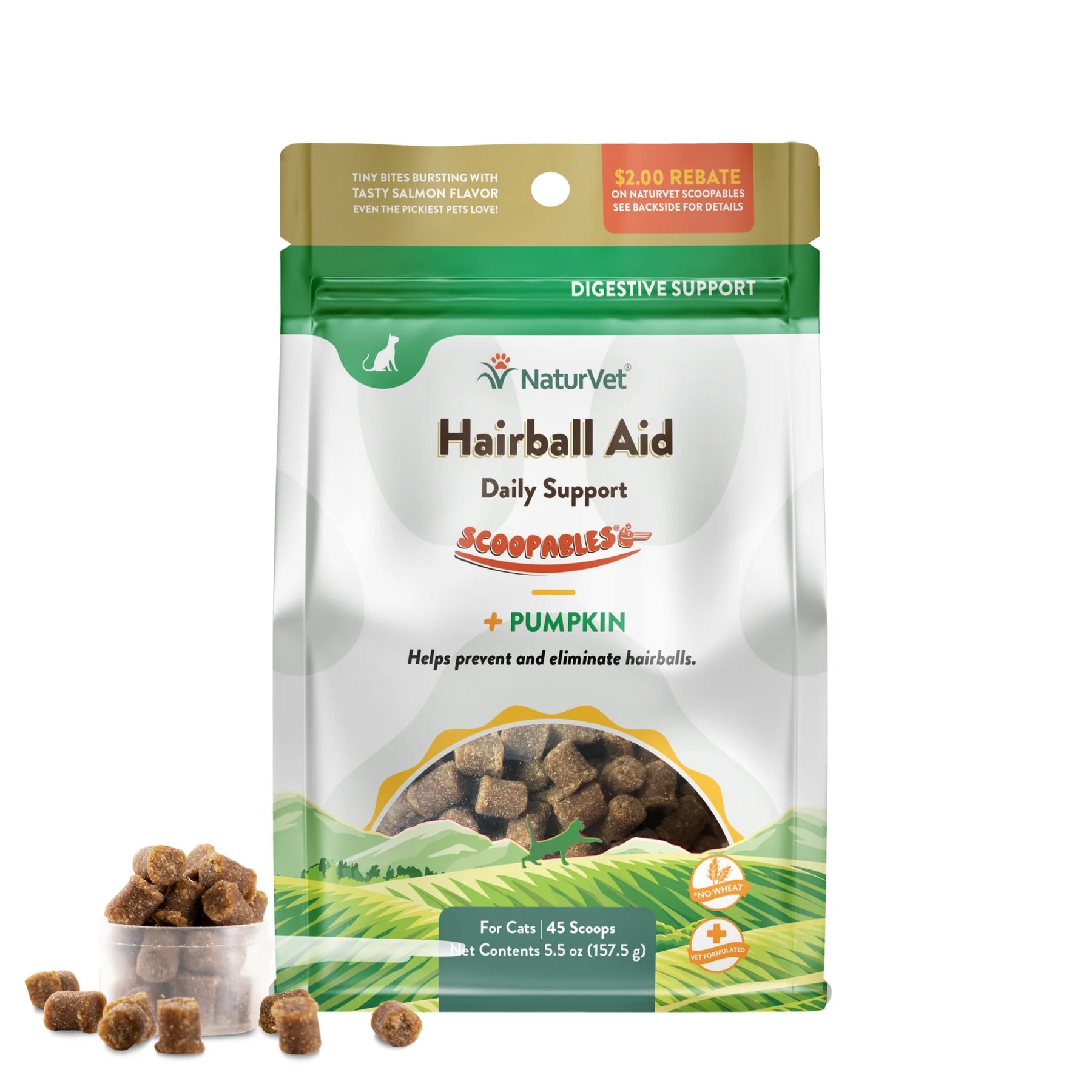 NaturVet - Scoopables Hairball Aid DailySupport + Pumpkin for Cats - Southern Agriculture 
