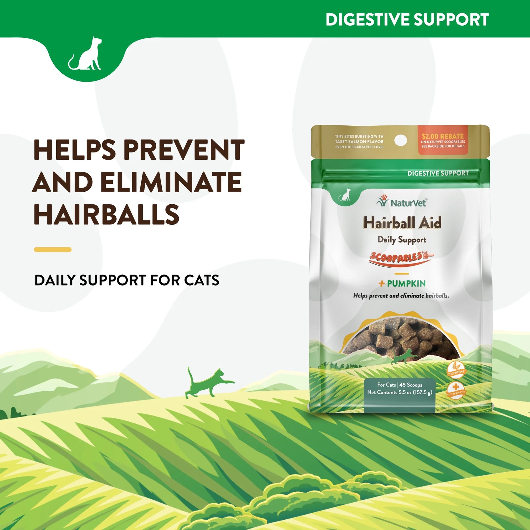 NaturVet - Scoopables Hairball Aid DailySupport + Pumpkin for Cats - Southern Agriculture 