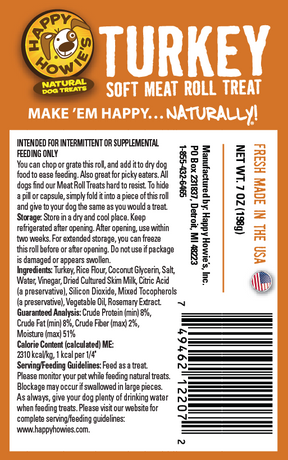 Happy Howie's - Meat Roll Treat - Turkey - Southern Agriculture 