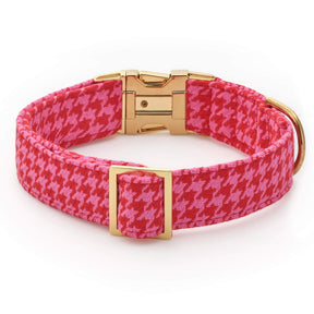 The Foggy Dog - Dog Collar Red & Pink Houndstooth