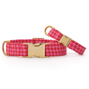 The Foggy Dog - Dog Collar Red & Pink Houndstooth