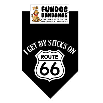 FunDog Bandanas - Dog Bandana I Get My Sticks on Route 66