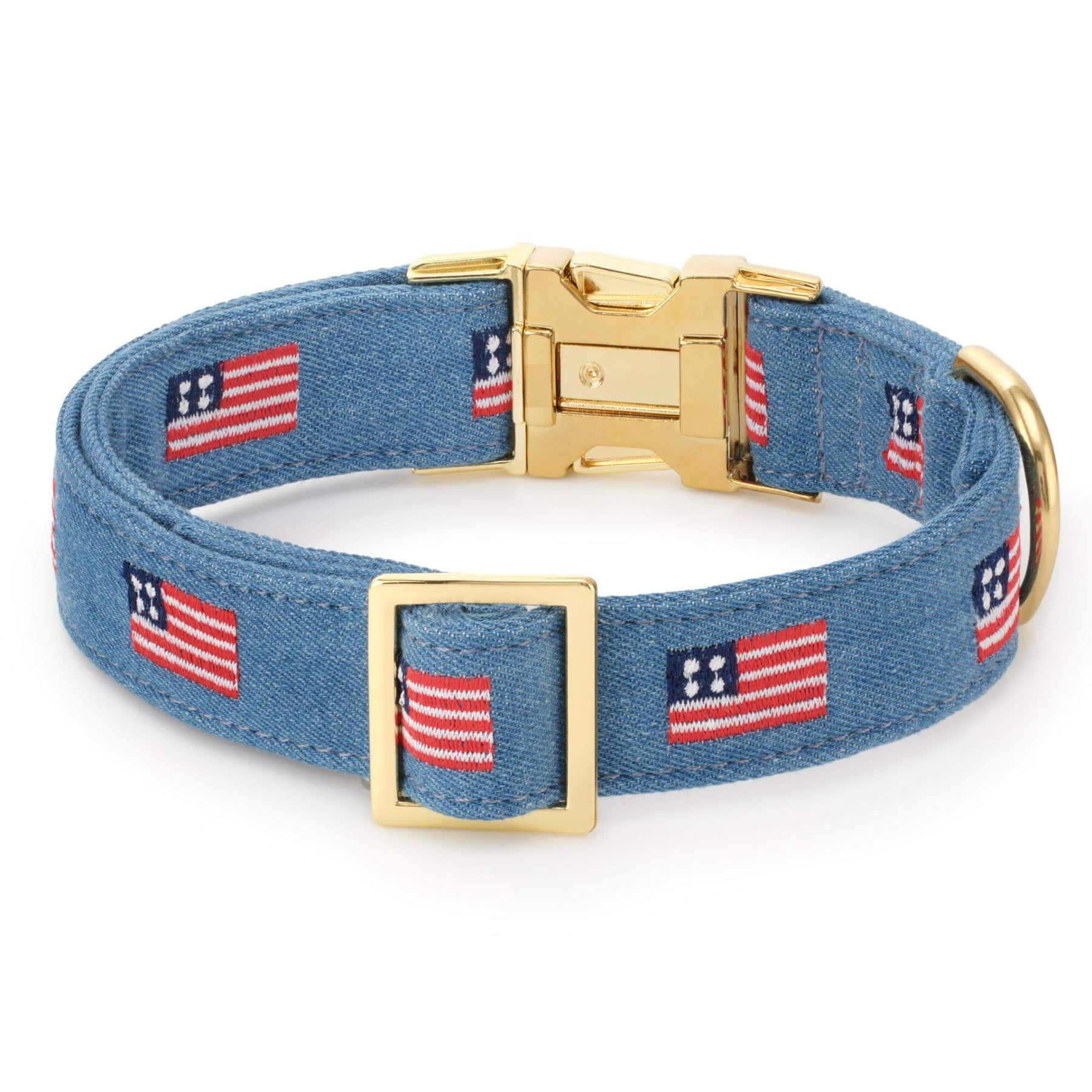 The Foggy Dog - Dog Collar American Flag Embroidered