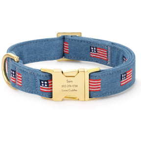 The Foggy Dog - Dog Collar American Flag Embroidered