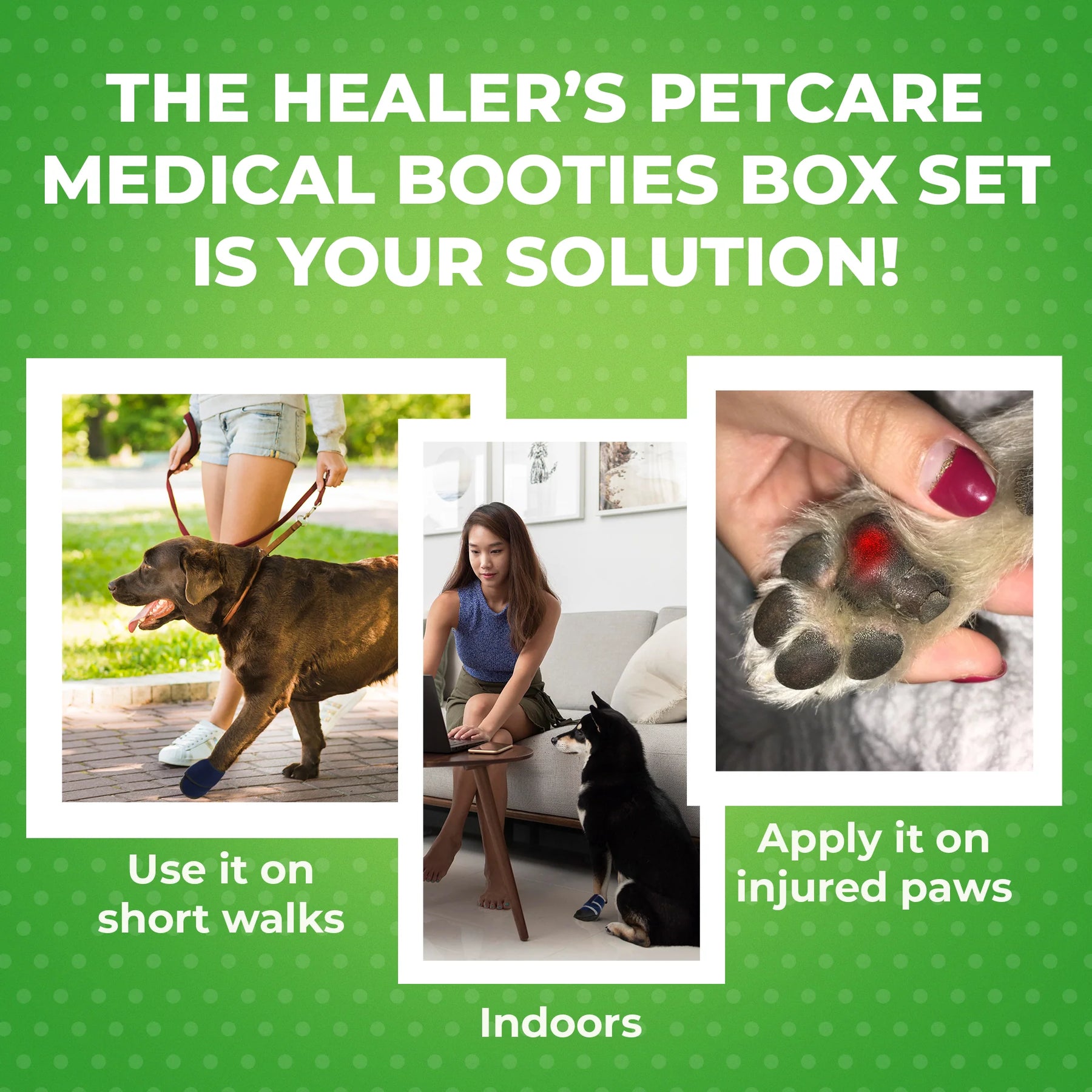 Healers PetCare - Booties for Dogs (2 Booties & 2 Gauze Inserts)