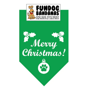 FunDog Bandanas - Dog Bandana Merry Christmas - Green