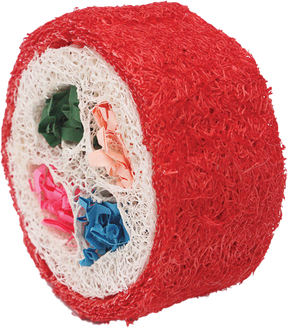A & E Cage Company - Nibbles Small Animal Loofah Chew Toy, Deluxe Sushi Roll - Southern Agriculture 