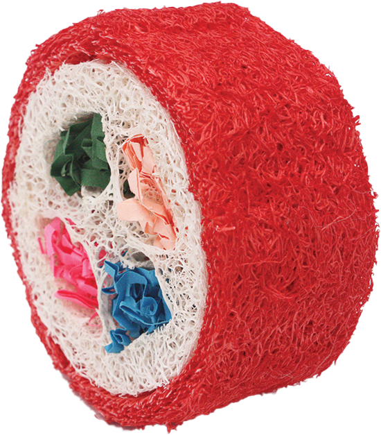 A & E Cage Company - Nibbles Small Animal Loofah Chew Toy, Deluxe Sushi Roll - Southern Agriculture 