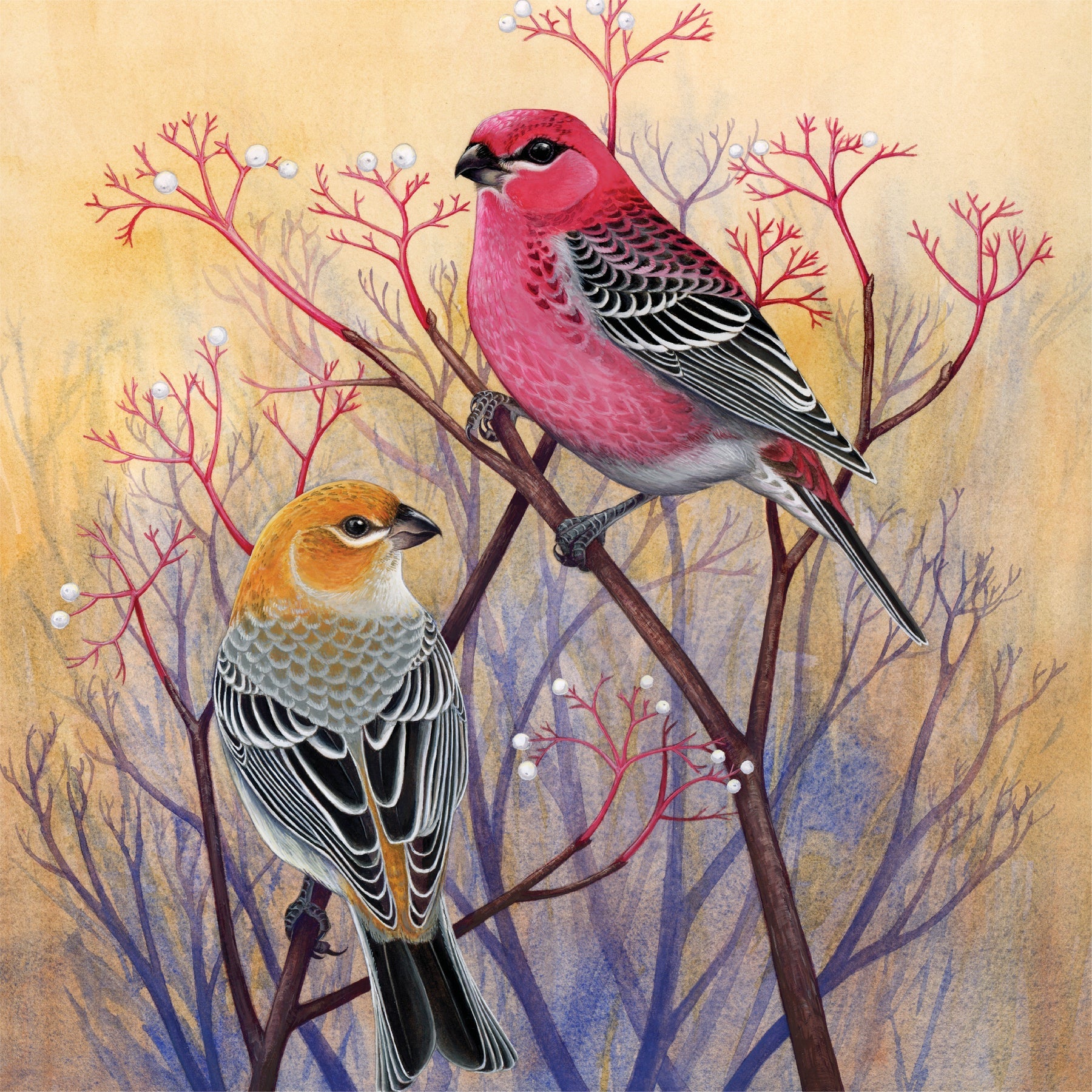 New York Puzzle Co. - Pine Grosbeaks