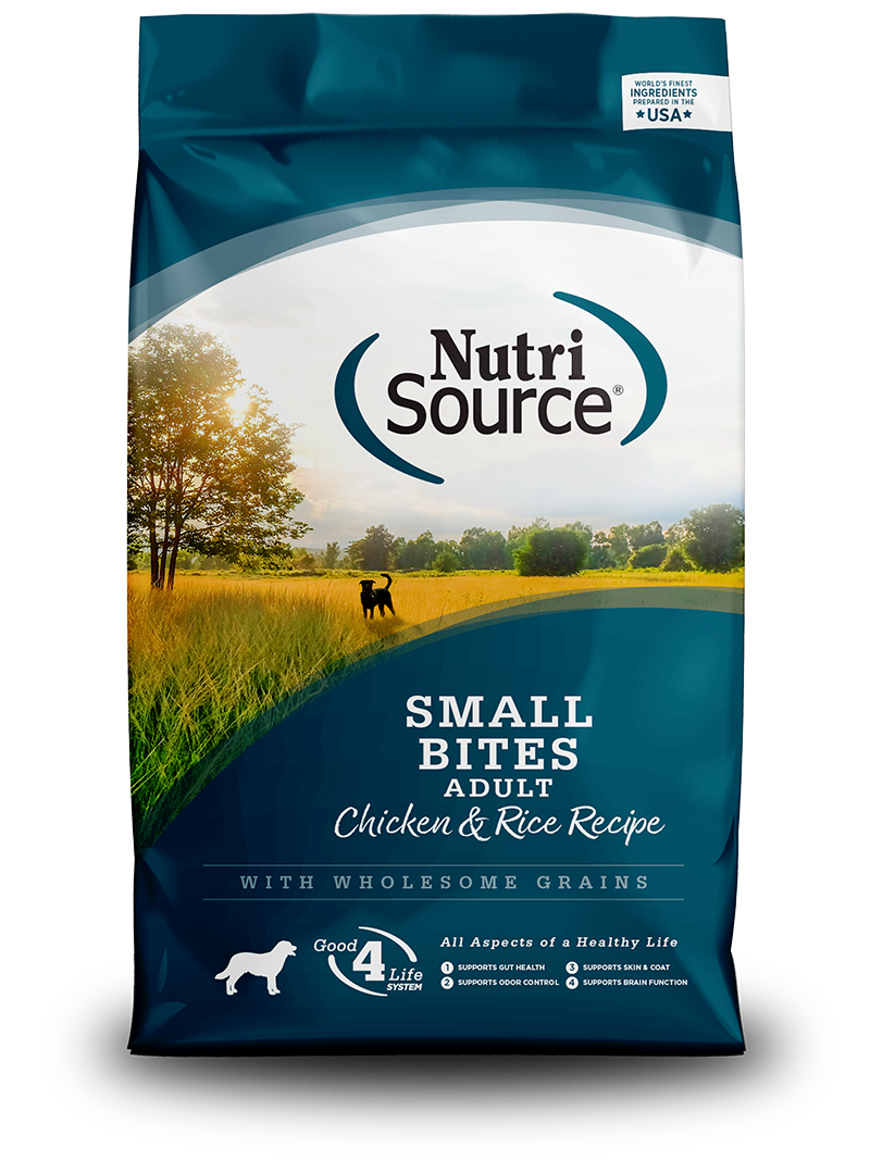 NutriSource - All Breeds, Adult Dog Chicken & Rice Small Bites Recipe - Southern Agriculture 