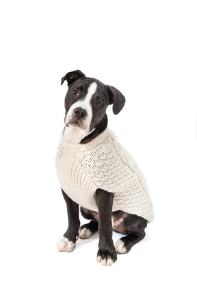 Chilly Dog - Dog Sweater Natural Cable Knit
