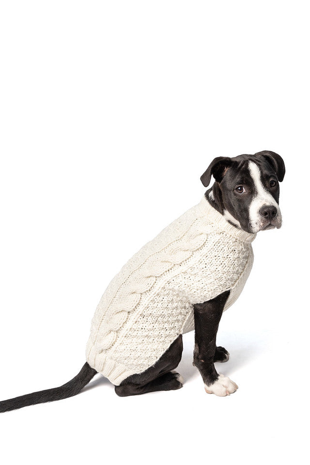 Chilly Dog - Dog Sweater Natural Cable Knit